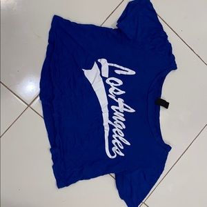 blue crop top tee